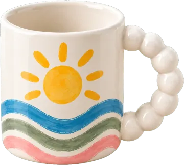 A painted and glazed mug.